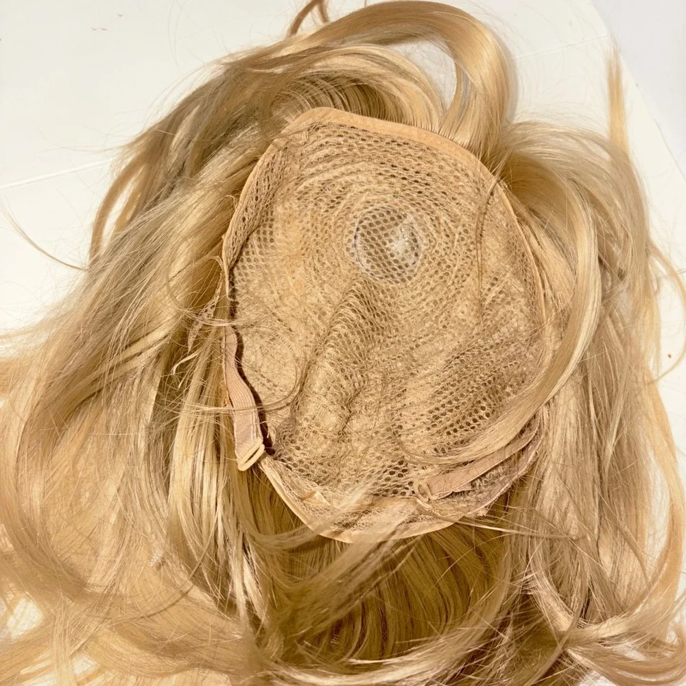 Blonde Shoulder Length Layered Bob Wig with Curtain Bangs Synthetic Hair